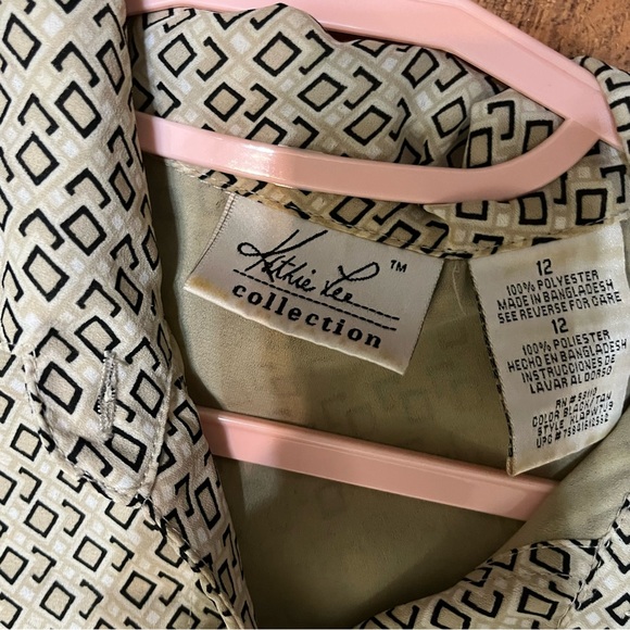 Button Up Maxi Dress Tie Back Cap Short Sleeve Lines Taupe Collar Kathie Lee 12 - Picture 7 of 11